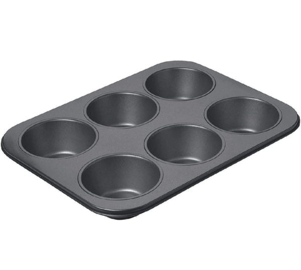 6-cup Muffin Pan – Non-stick Carbon Steel Cupcake Baking Tray | Heavy Duty Standard Bakeware For Muffins, Cakes, Mini Pies & More