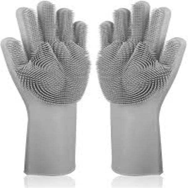 Multicolored silicone dish washing gloves. 2-pcs set
