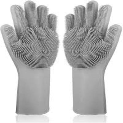 Multicolored silicone dish washing gloves. 2-pcs set