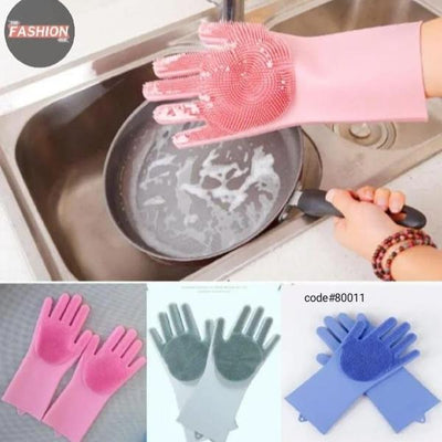 Multicolored silicone dish washing gloves. 2-pcs set